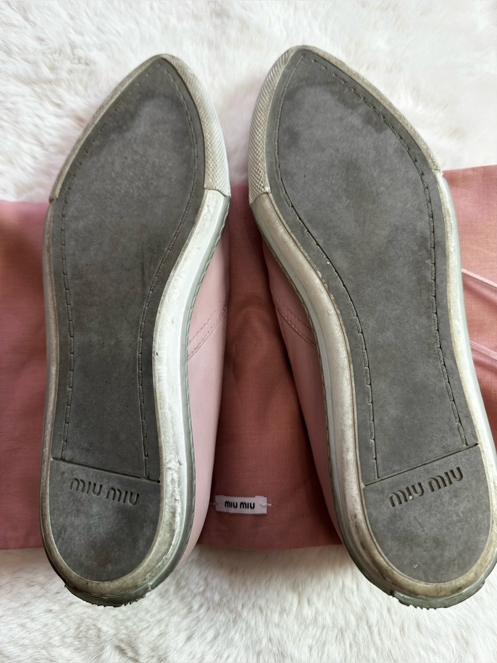 Miu Miu Blush Leather Loafers with Silver Toe-used - Picture 14 of 14